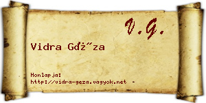 Vidra Géza névjegykártya