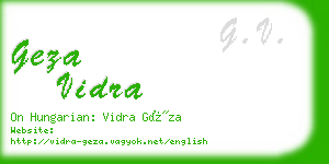 geza vidra business card